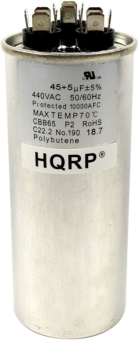 Hqrp 45uf 5uf 370 440v Dual Run Capacitor Cbb65 Ac Electric Motor Start Hvac Blower Compressor