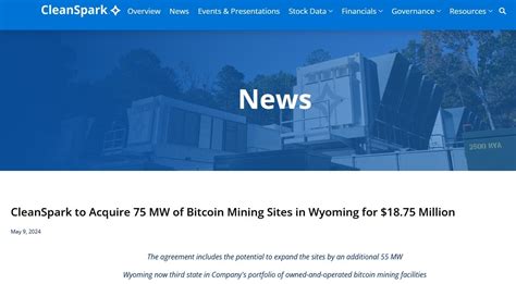 Cleanspark To Acquire Mw Bitcoin Mining Sites In Wyoming