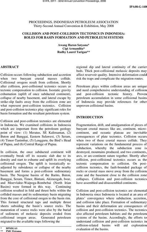 AAPG Datapages Archives Collision And Post Collision Tectonics In