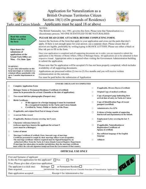 Application For Naturalization As A British Overseas Territories