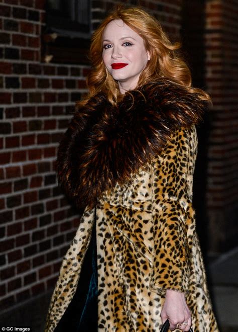 Christina Hendricks Wears Opulent Leopard Print Fur In Nyc Daily Mail