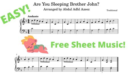 Are You Sleeping Brother John Free Piano Sheet Music Easy Beginner