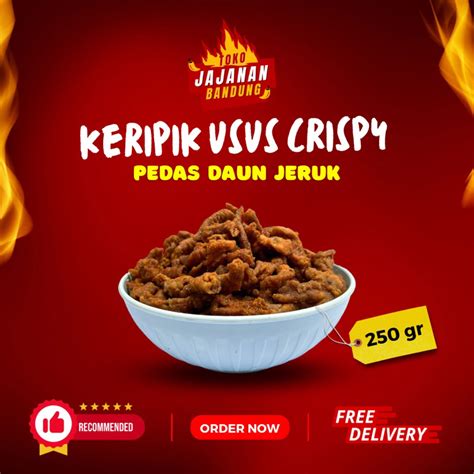 Jual KERIPIK USUS CRISPY 250gr PEDAS DAUN JERUK ORI Shopee Indonesia