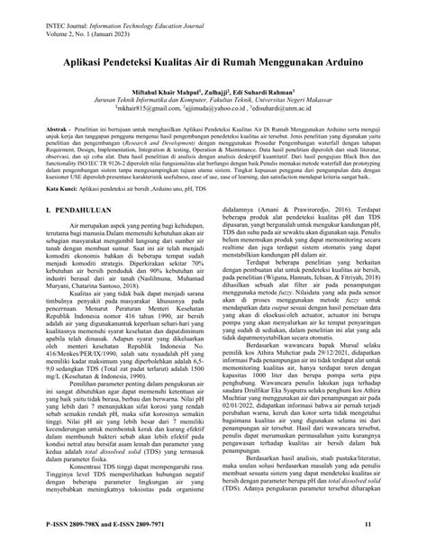 Pdf Aplikasi Pendeteksi Kualitas Air Di Rumah Menggunakan Arduino