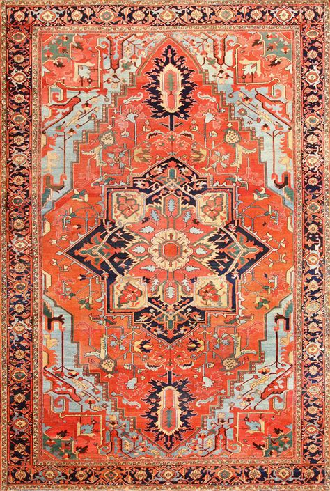 Large Geometric Antique Persian Heriz Rug 48850 Nazmiyal Serapi Rug