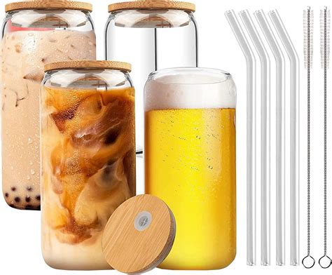 Bubble Tea Bekers 4 Stuks Set 4 Delig 480 Ml Glazen Herbruikbaar