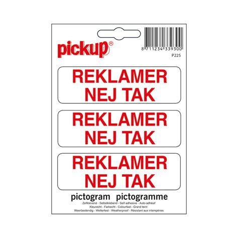 Pickup Pictogram 100x100 Mm REKLAMER NEJ TAK P225 EAN