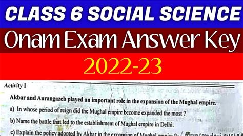 Class Social Science Onam Exam Answer Key Std Social Onam Exam