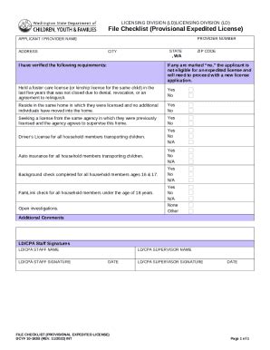 Provisional Expedited File Checklist Doc Template PdfFiller