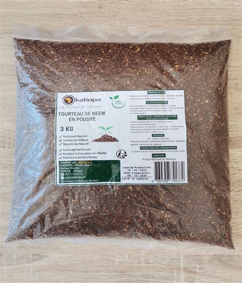 Tourteau De Neem En Poudre 3kg Engrais Organique 100 Naturel Katiopa