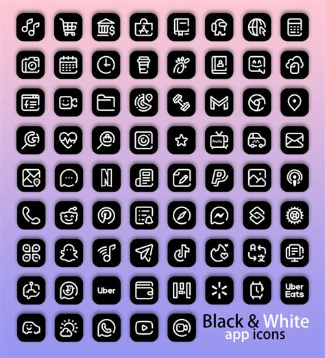 Free Black And White App Icons Iphone Aesthetic Black App Icons Ios 14