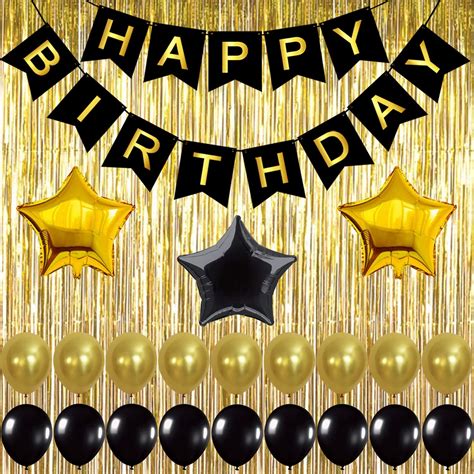 Buy Gold And Black Birthday Decorations Set Happy Birthday Banner For Birthday Party