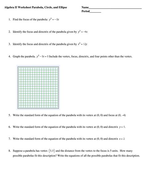 Label Parts Of A Parabola Worksheet