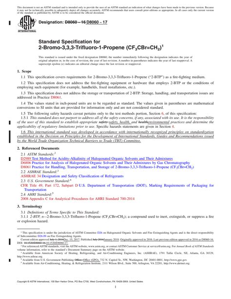 ASTM D8060 17 Standard Specification For 2 Bromo 3 3 3 Trifluoro 1