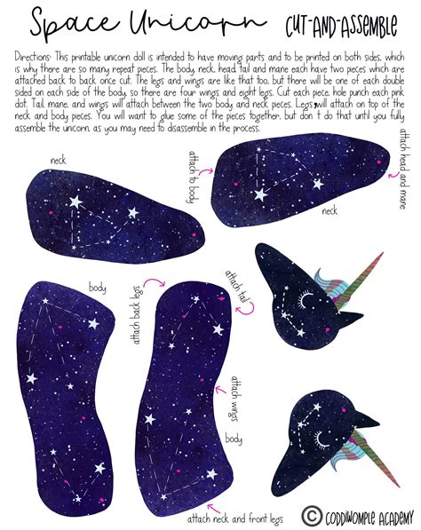 Author Amanda Gatton Free Printable Space Unicorn