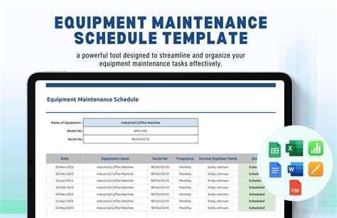 Equipment Maintenance Schedule Template in PDF, Pages, Word, Apple ...