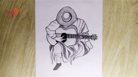 How To Draw A Boy Playing Guitar Boy Sketching With Pencil Tutorial