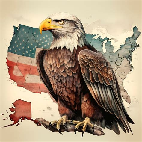 Premium AI Image | drawing of large eagle with american flag