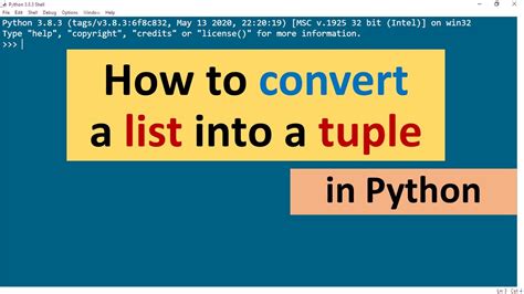 How To Convert A List Into A Tuple In Python Youtube