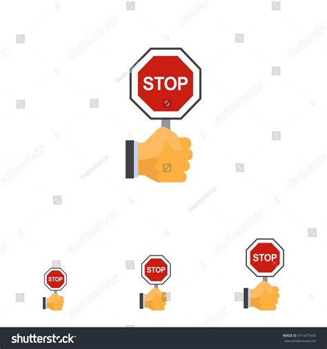 Hand Holding Stop Sign Stock Vector Royalty Free 411477430 Shutterstock