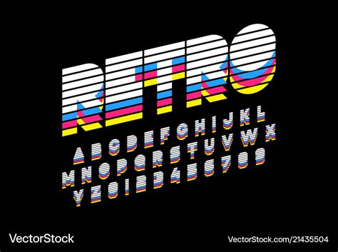 Colorful Retro Font 80s Style Alphabet Letters Vector Image