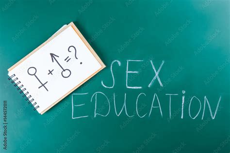 Exercise Book With Male And Female Symbols Near Text Sex Education On