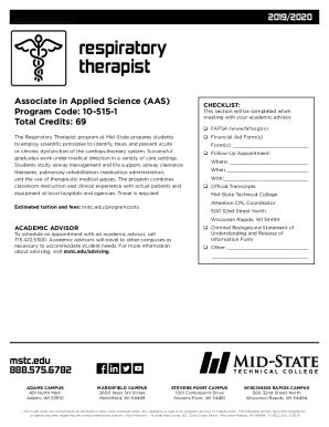 Fillable Online Respiratory Therapy AAS Degrees And Certificates Fax