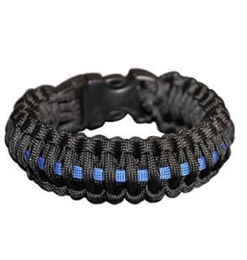 Police Blue Line Paracord Survival Bracelet With Whistle Buckle