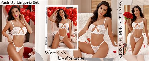Avidlove Lingerie For Women Sexy Lace Bra And Panty Set Underwire Push Up Lingerie Sets Demi