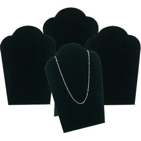 4 Black Velvet Necklace Pendant Jewelry Bust Display Easel 3 3 4 X 5 1