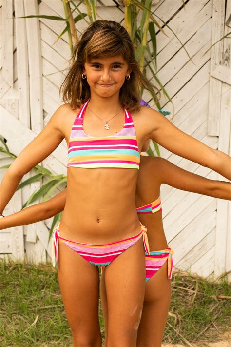 Stripy And Polka Dot Orange Girl Bikini Etsy