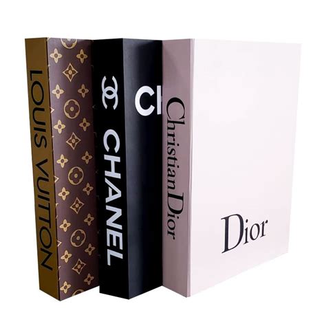 Kit 3 Caixas Livro Porta Objeto Decorativa Chanel Dior Louis