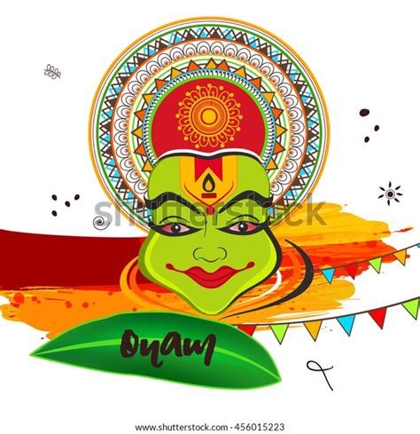 Beautiful Kathakali Dancer Face Floral Decorated Stock Vector Royalty