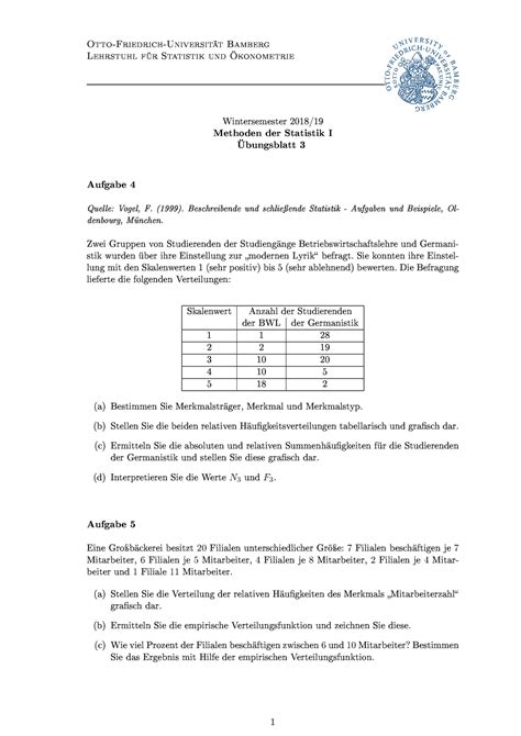 Uebung 3 Ws 18 19 Otto Friedrich Universität Bamberg Lehrstuhl für