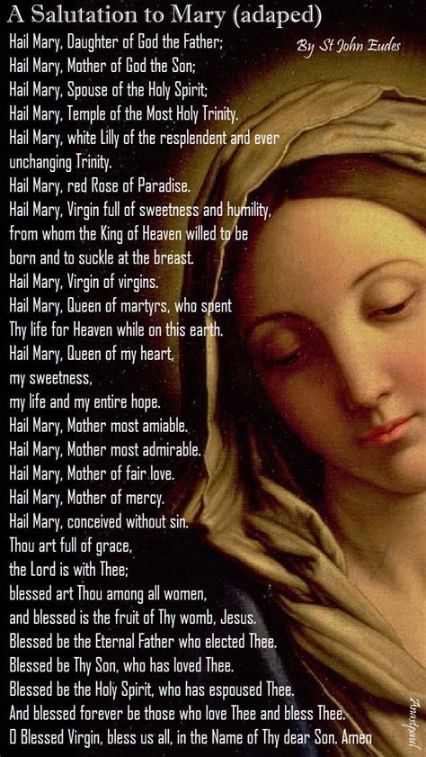 A Salutation To Mary By St John Eudes Prayers To Mary God The Father Blessed Mother