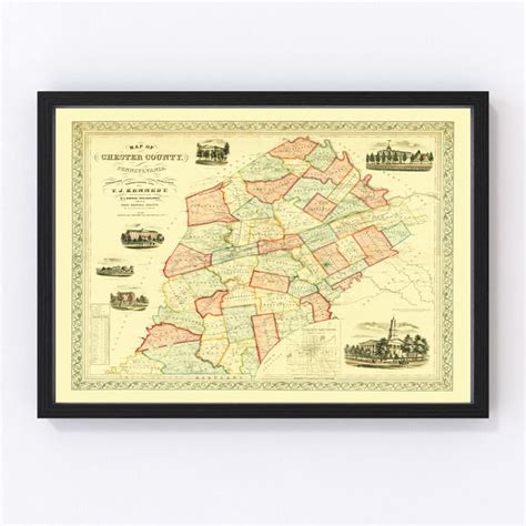 Chester County Pennsylvania Map Old Map Of Chester Etsy Map