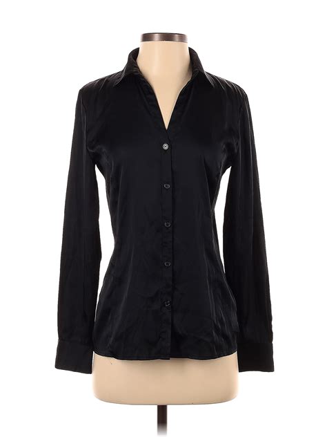 Brooks Brothers 346 100 Polyester Solid Black Long Sleeve Blouse Size