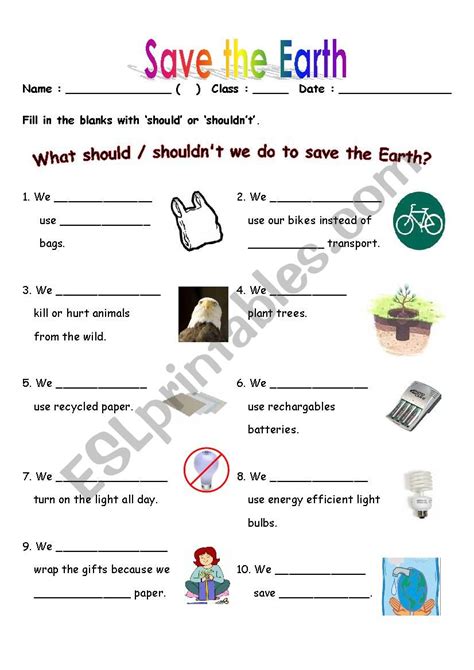 Save The Earth Esl Worksheet By Suzannapoon