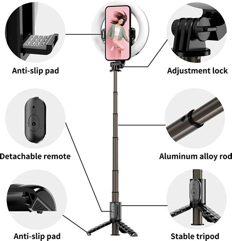 Bluetooth Selfie Stick Tripod With Ring Light Au