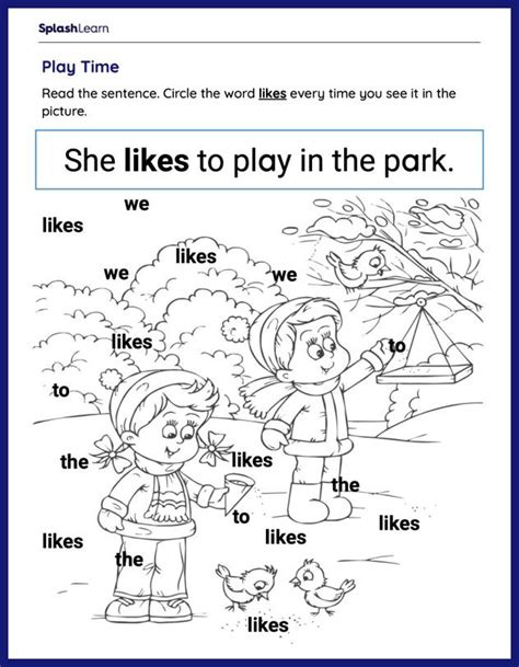 Sight Words Worksheets For Kindergarteners Online Splashlearn