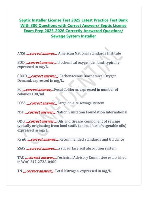 Nh Septic Installer Practice Test