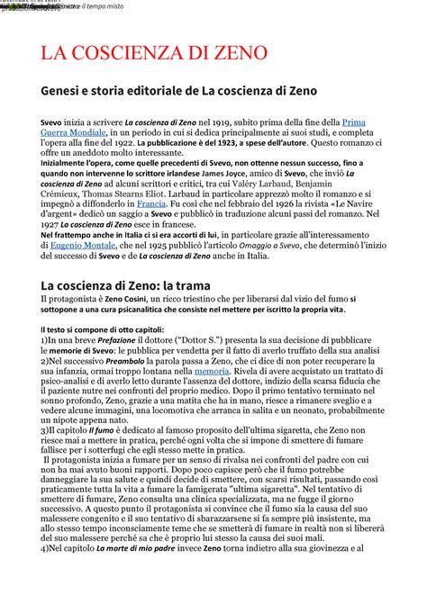 La Coscienza Di Zeno Riassunto Del Celebre Romanzo Di Italo Svevo