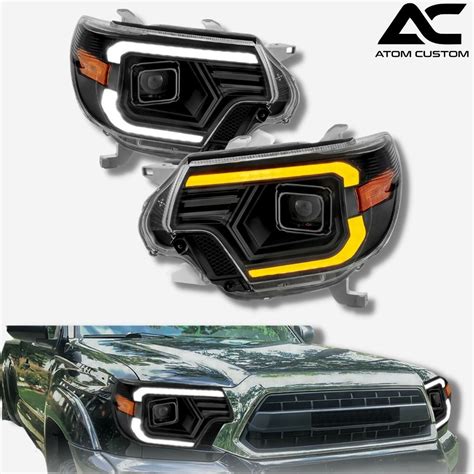 Faros Frontales Con Barra Drl Amarilla Secuencial Toyota Tacoma