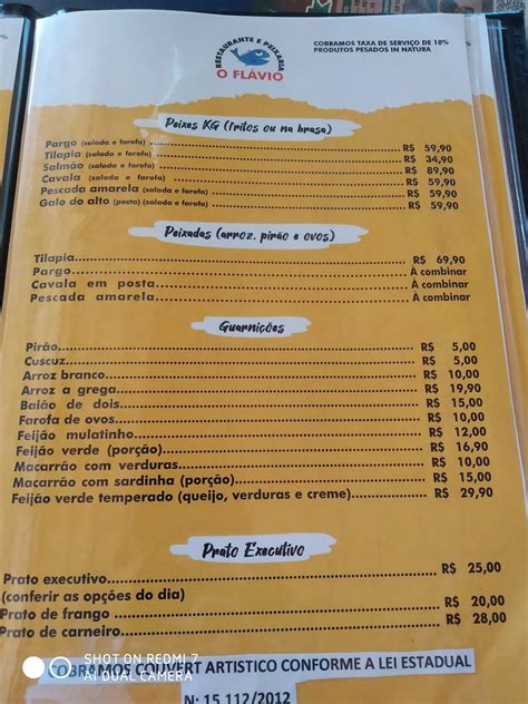 Menu Em Restaurante Peixaria O Fl Vio Eus Bio