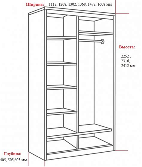 Размеры комплектующим шкафов купе 97 фото