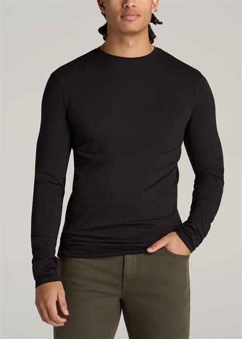 Long Sleeve Slim Fit Shirt Tall Mens Long Sleeve Black Tee American