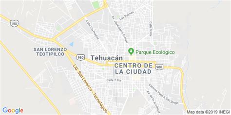 Mapa de Tehuacan, Puebla - Mapa de Mexico