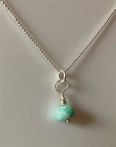 Sterling Silver Faceted Amazonite Pendant Pendant Necklace Etsy