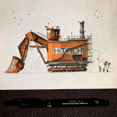 Monster excavator from Hitachi : r/drawing