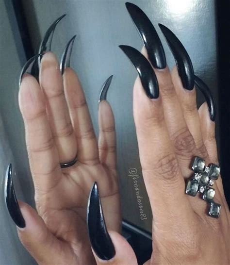 Pinterest Long Black Nails Sharp Nails Long Nails